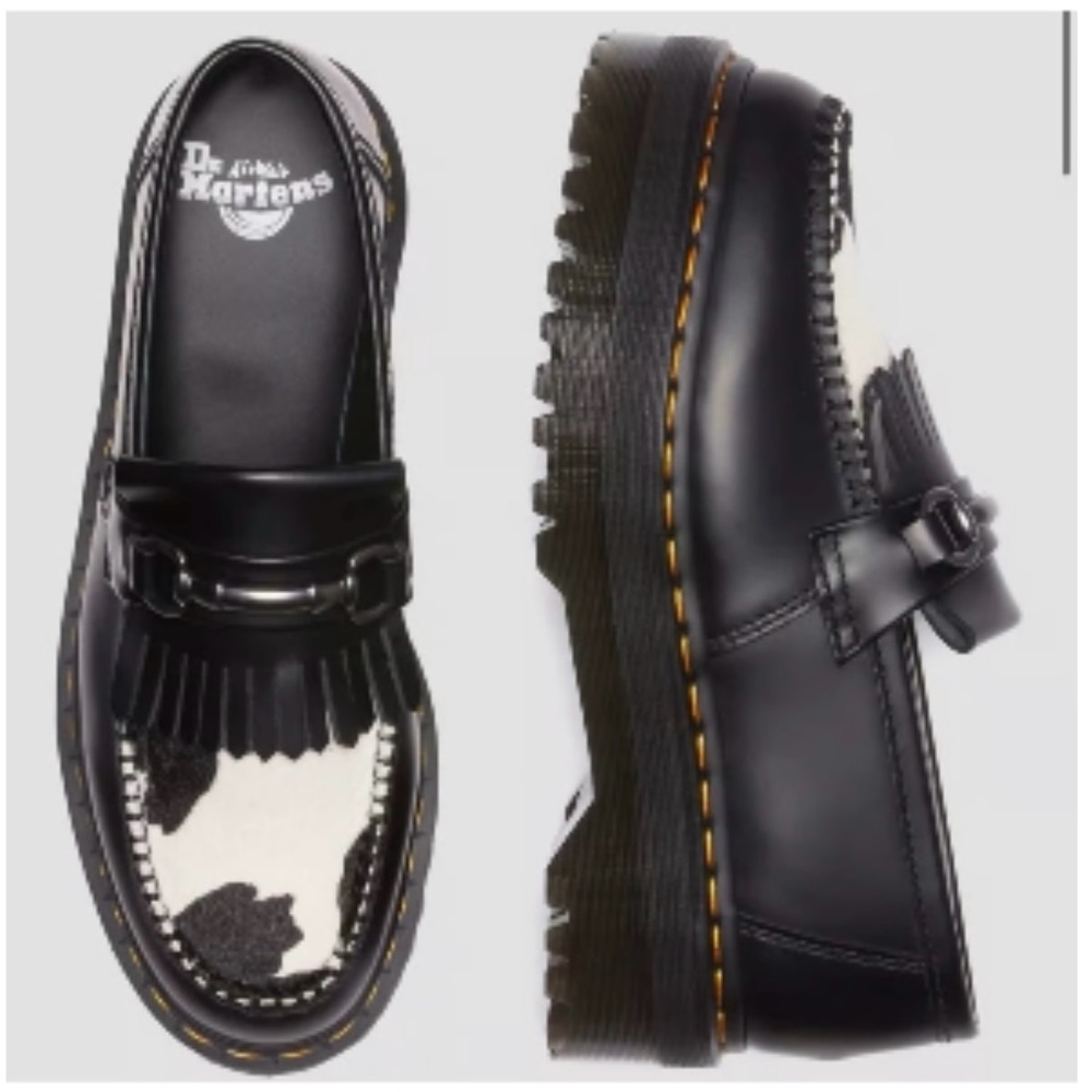 Dr. Martens Black and White Leather Loafers